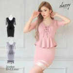 【10％OFFクーポン！12/11(木)1:59まで】Dazzy キャバ ドレス フロント レースアップ